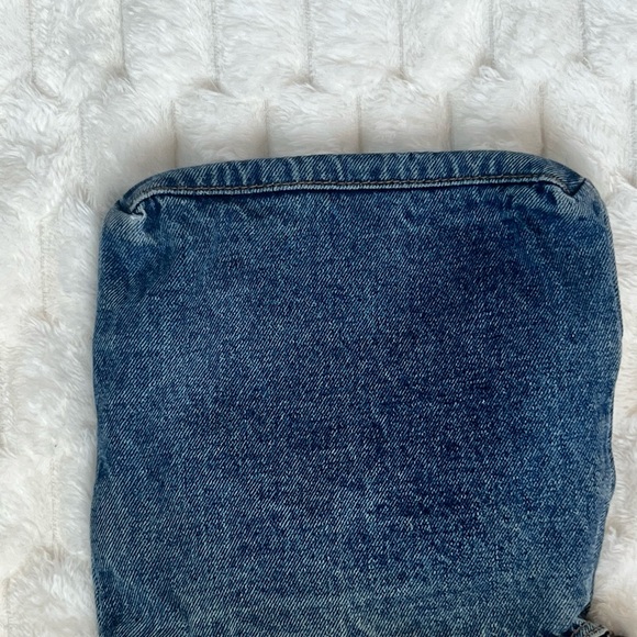 Y2K Denim Crossbody Bag Blue Jean Multi Pocket Zip Purse 2000s Boho - Picture 6 of 6
